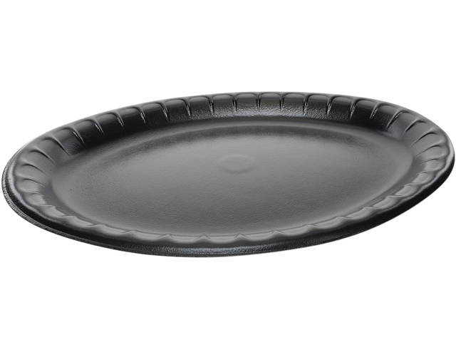 Pactiv YTKB00430000 Laminated Foam Dinnerware, Platter, Oval, 11.5 x 8.5, Black, 500/Carton