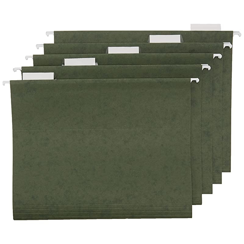8-Sheet Strip-Cut Paper, CD and Credit Card Home Office Shredder & Hanging Organizer File Folders - Letter Size, Green, 25-Pack