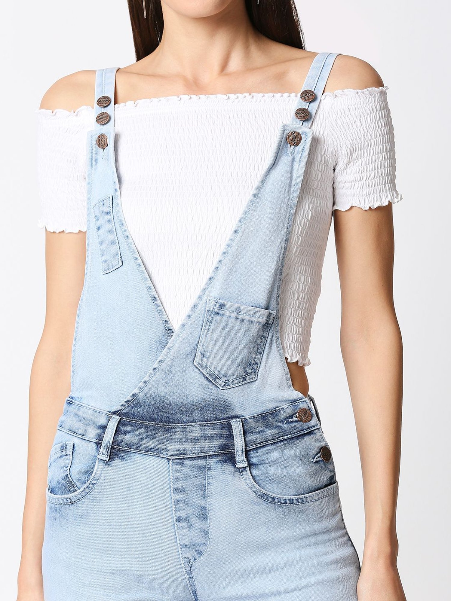 High Star Blue Cotton Dungarees
