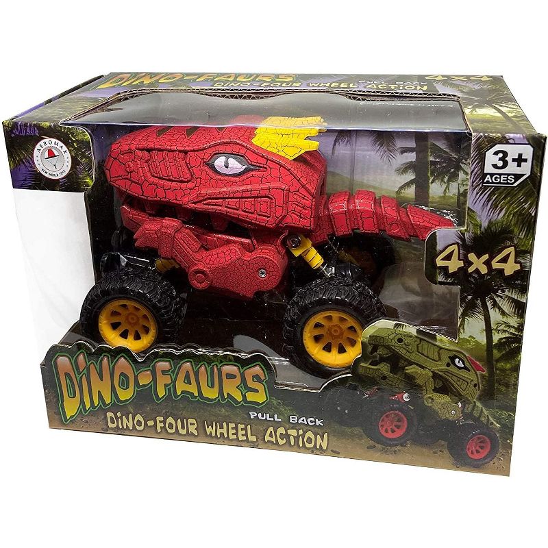 Aeromax Aeromax Dino-Faur Pull Back Dinosaur Truck | Red