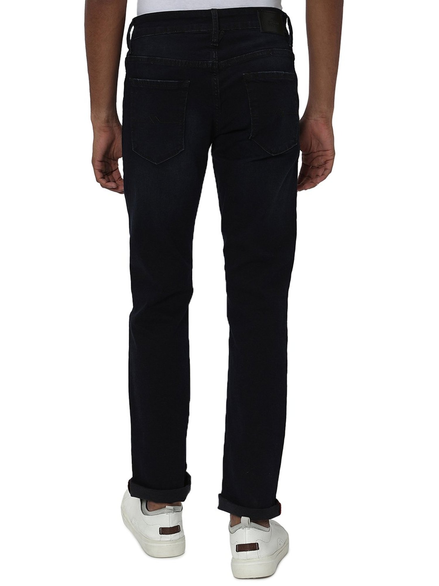 Mufti Dark Blue Straight Fit Lightly Washed Jeans