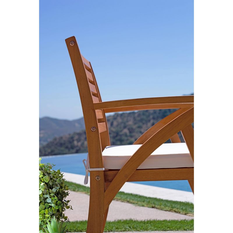 Tanner 2pk Outdoor Wood Cushioned Arm Chairs - Natural Brown - Coaster