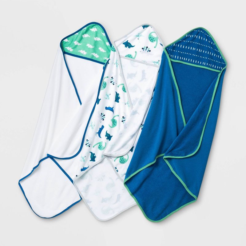 Baby Boys' Basic Muslin Hooded Towel - Cloud Island™ Mint/Aqua/White