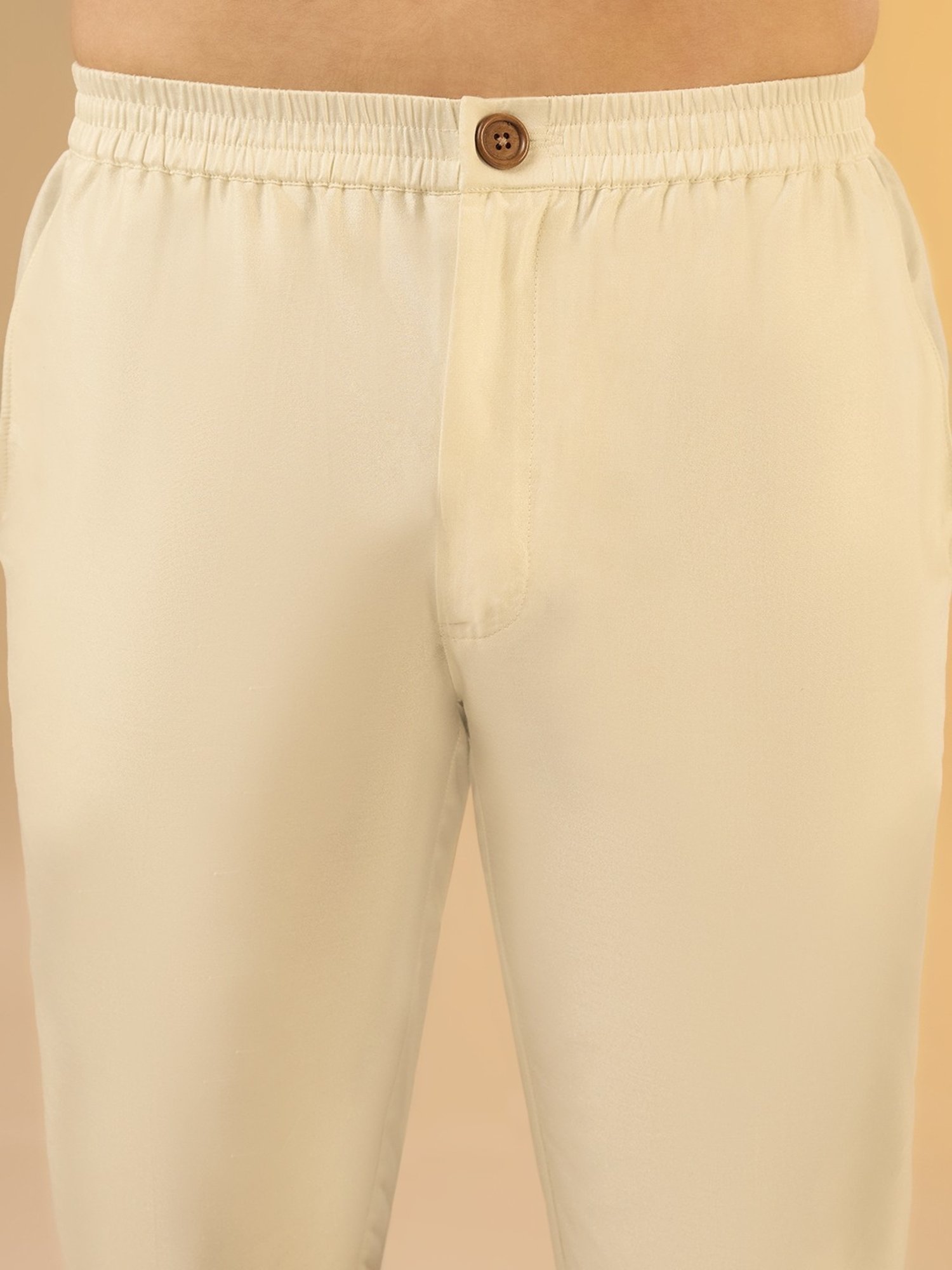 Kisah Beige & Green Regular Fit Jacquard Sherwani Set