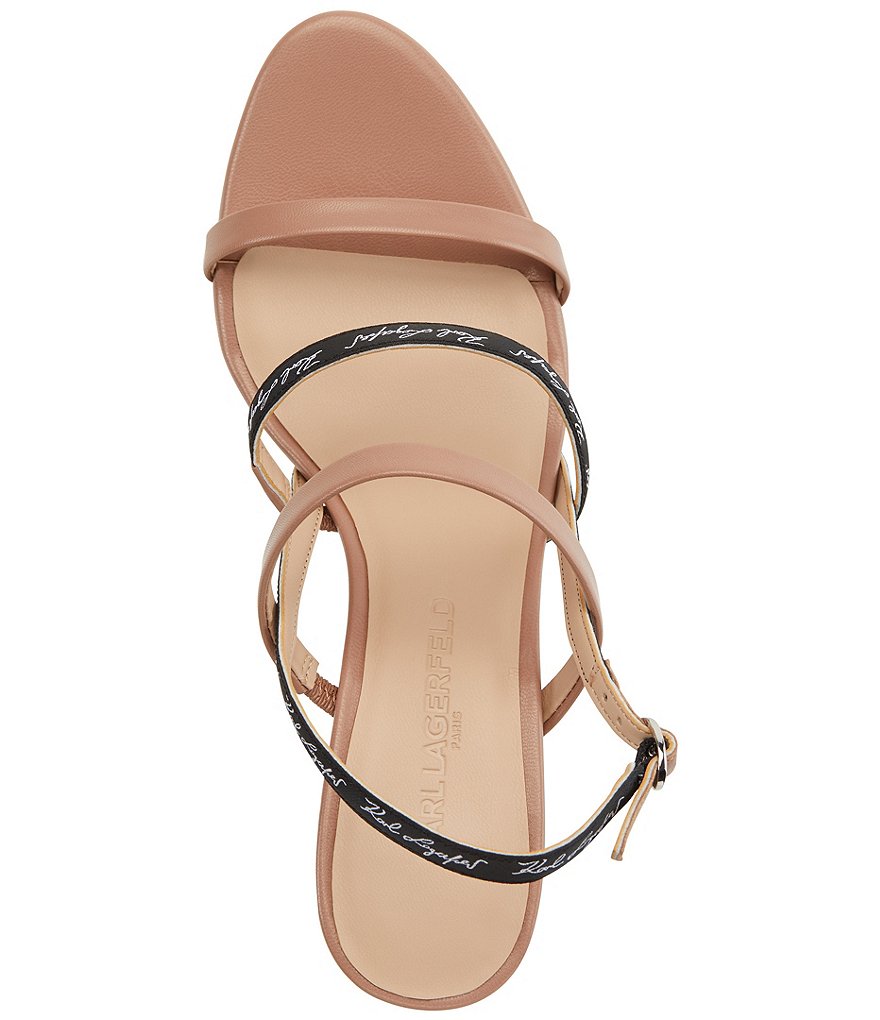 KARL LAGERFELD PARIS Dextra Script Logo Strap Kitten Heel Dress Sandals