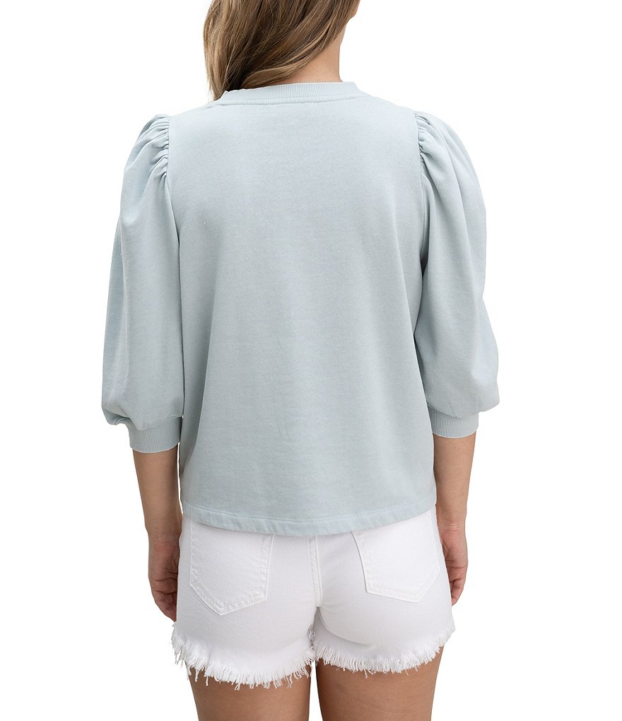 Splendid Knit Crew Neck Mariposa Flounce Top