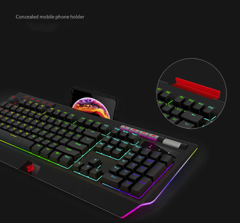 A-jazz AK525  Ergonomic Design, Cool Exterior USB  Wired Brown Mechanical RGB Gaming Keyboard - Black