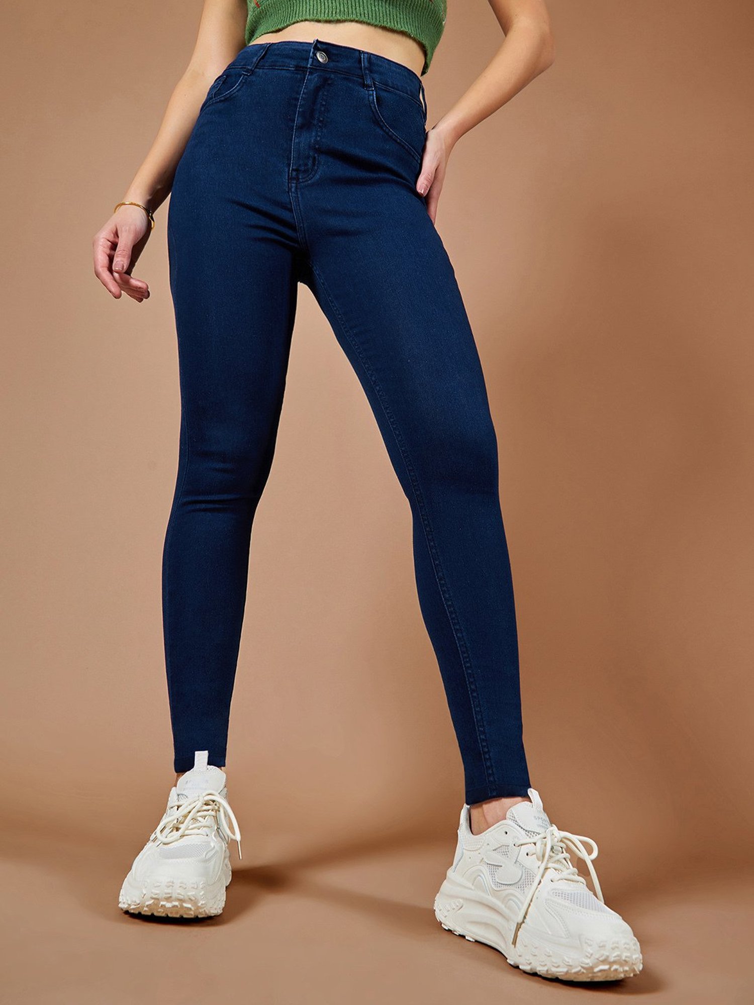 DOLCE CRUDO Dark Blue High Rise Stretchable Jeans