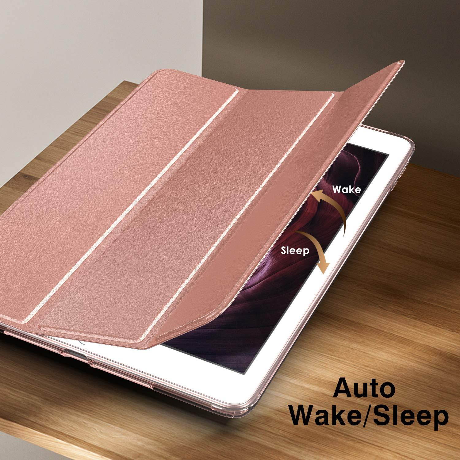 MoKo Case Fit New iPad Air (3rd Generation) 10.5" 2019/iPad Pro 10.5 2017, Slim Smart Shell Stand Folio Case with Soft TPU Translucent Frosted Back Cover Auto Wake/Sleep - Rose Gold