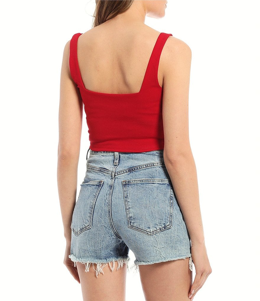 June & Hudson Floral Asymmetrical Button Front Tank Top