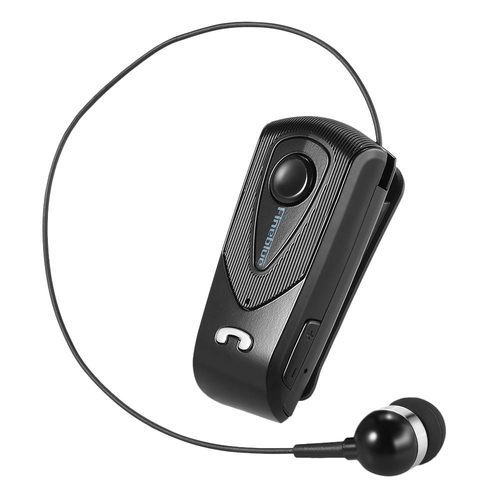 Fineblue F930 Clip-on Bluetooth 4.1 Headphones In-ear Cable Retractable Earphone Stereo Music Headsets Hands-free Calling Multi-point Black for Bluetooth-enabled Devices