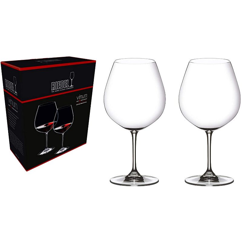 Riedel 6416/07 VINUM Stemmed Pinot Noir Crystal Red Wine Dishwasher Safe Glassware, Set of 2, Clear