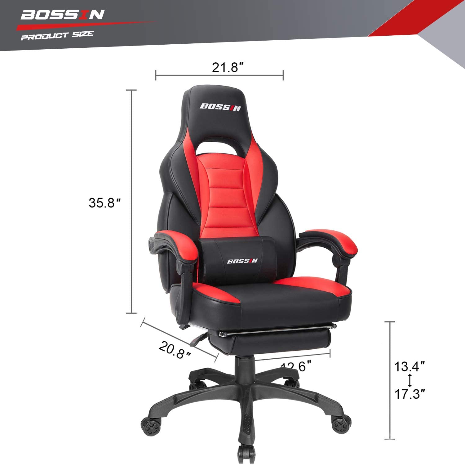 Gaming Chair, Racing Style Computer Desk Chair Padded Armrests Ergonomic Lumbar Support Adjustable Height