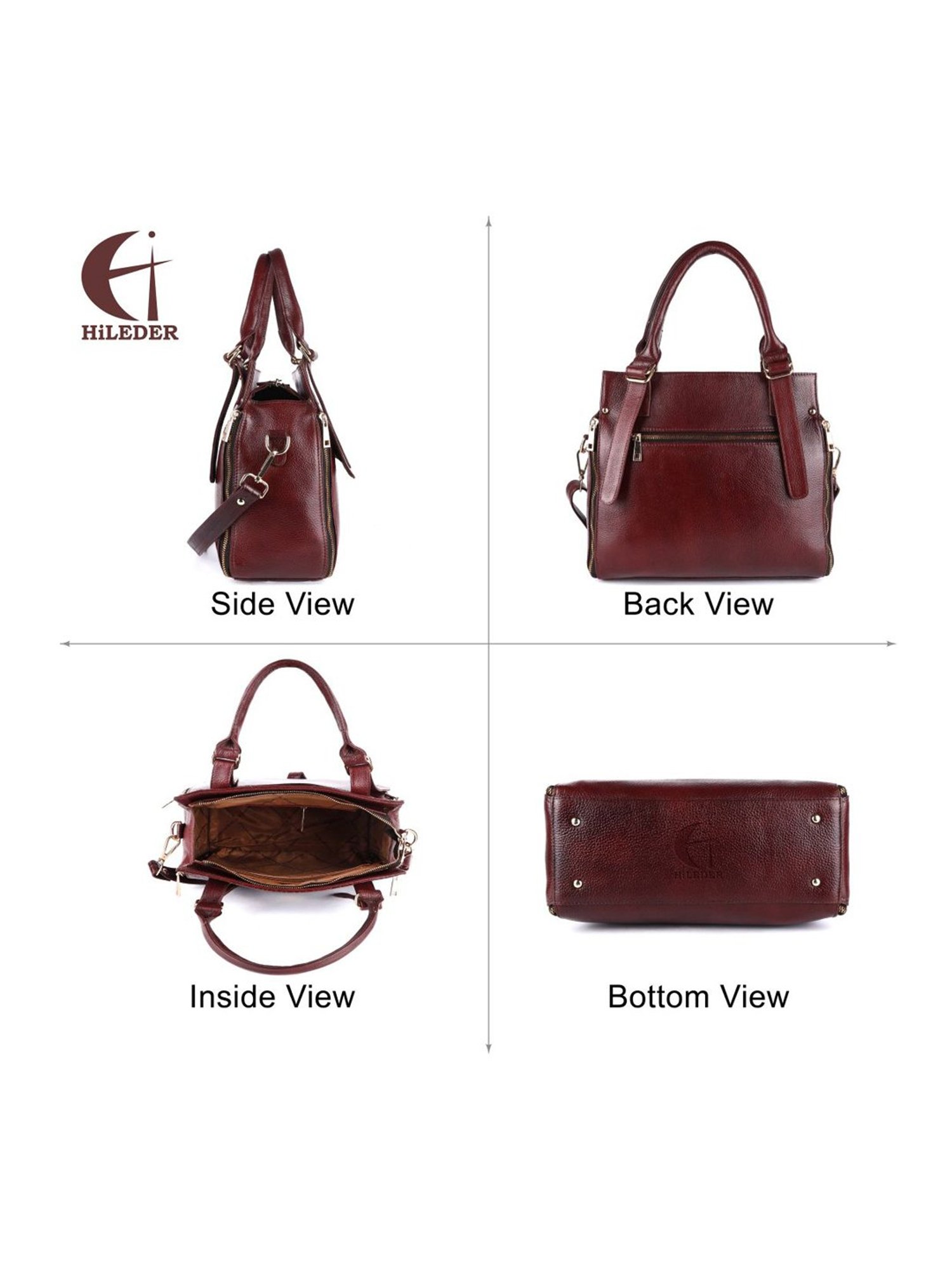 HiLEDER Brown Textured Medium Handbag