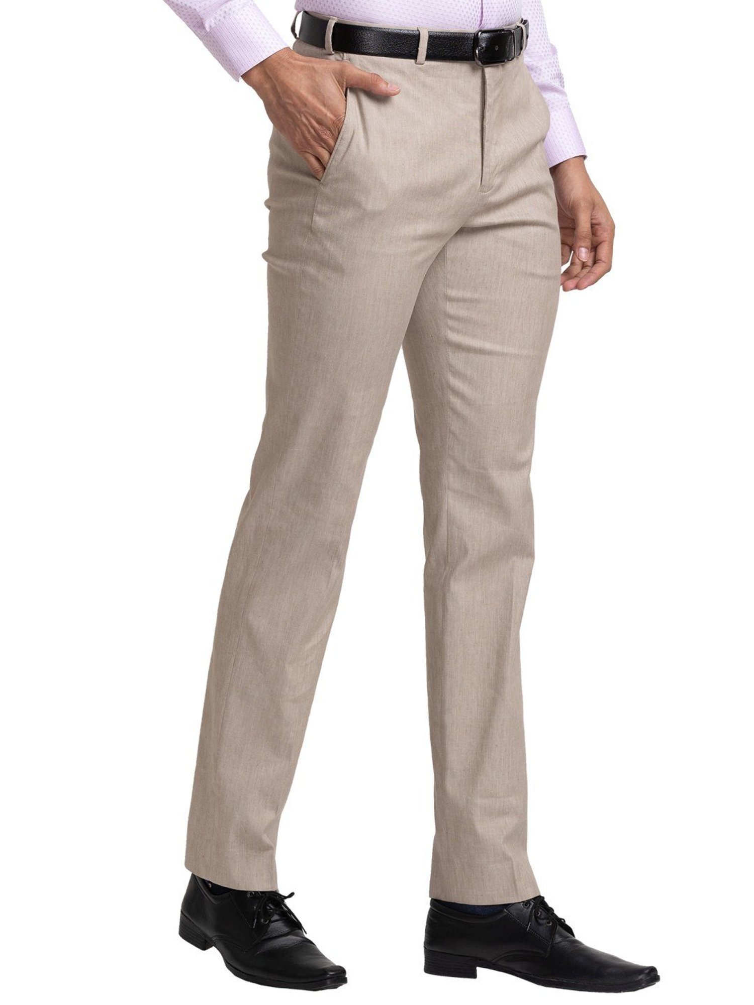 Raymond Beige Contemporary Fit Trousers