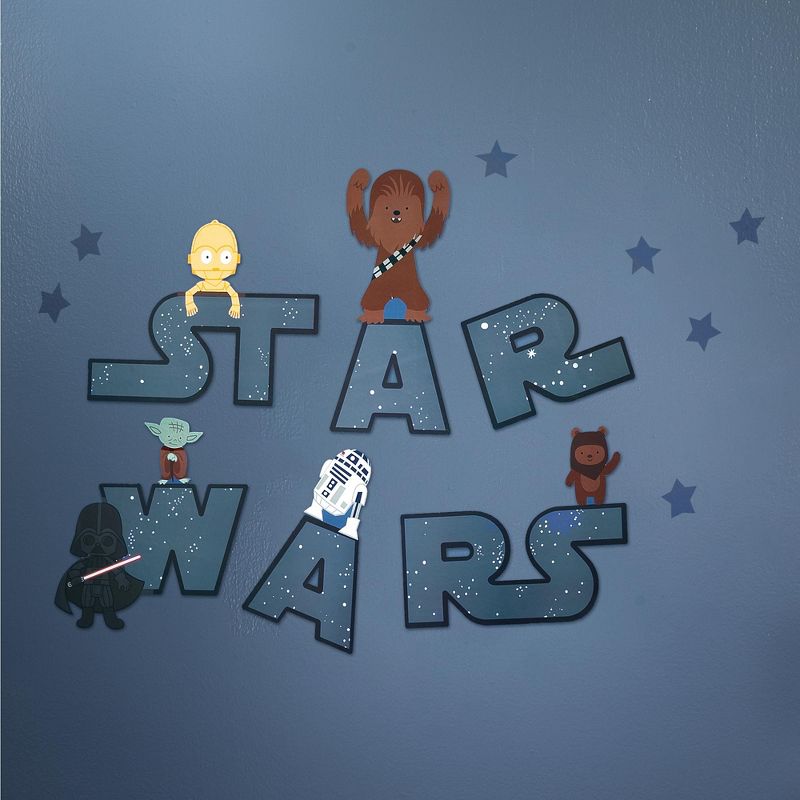 Lambs & Ivy Star Wars Logo Wall Decals w/ Yoda/R2D2/Darth Vader and more - Blue