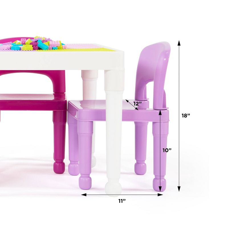 3pc 2 in 1 Square Activity Table with Chairs Pink/Purple - Humble Crew