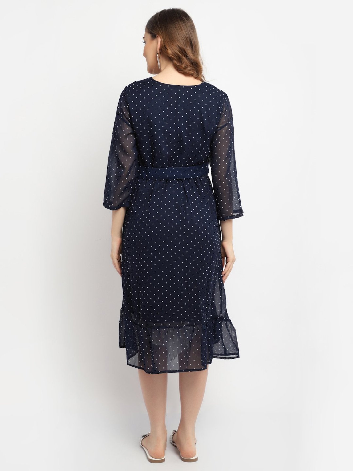 Moms Maternity Navy Polka Dots Dress