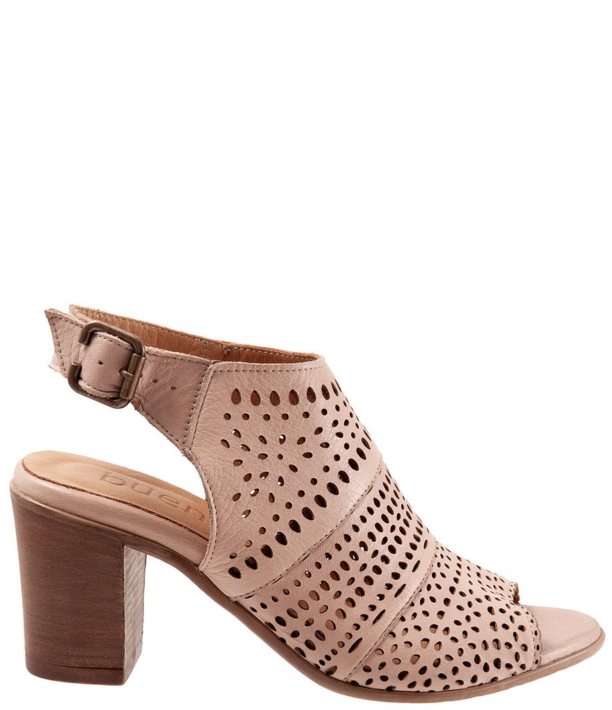 Bueno Upton Perforated Leather Block Heel Sling Sandals