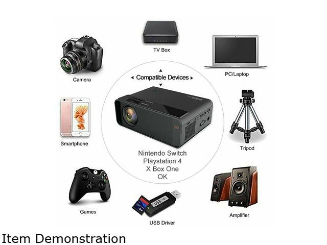 Mini Projector, CiBest Video Projector Outdoor Movie Projector, 4500 lux LED Portable Home Theater Projector 1080P and 200" Supported, Compatible with PS4, PC via HDMI, VGA, TF, AV and USB