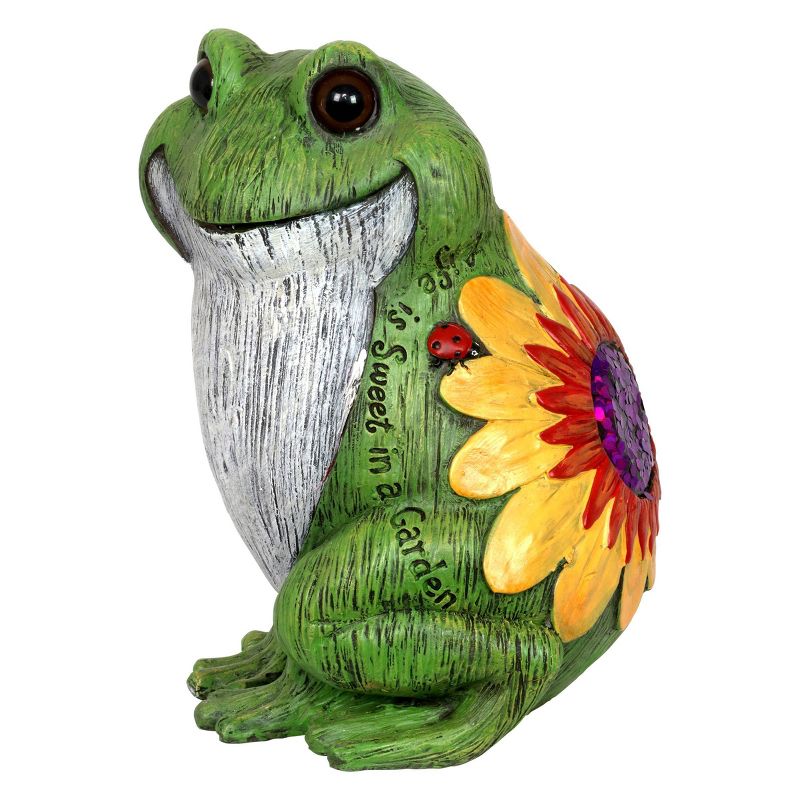 10.24" Resin Garden Frog Statue Green - Exhart