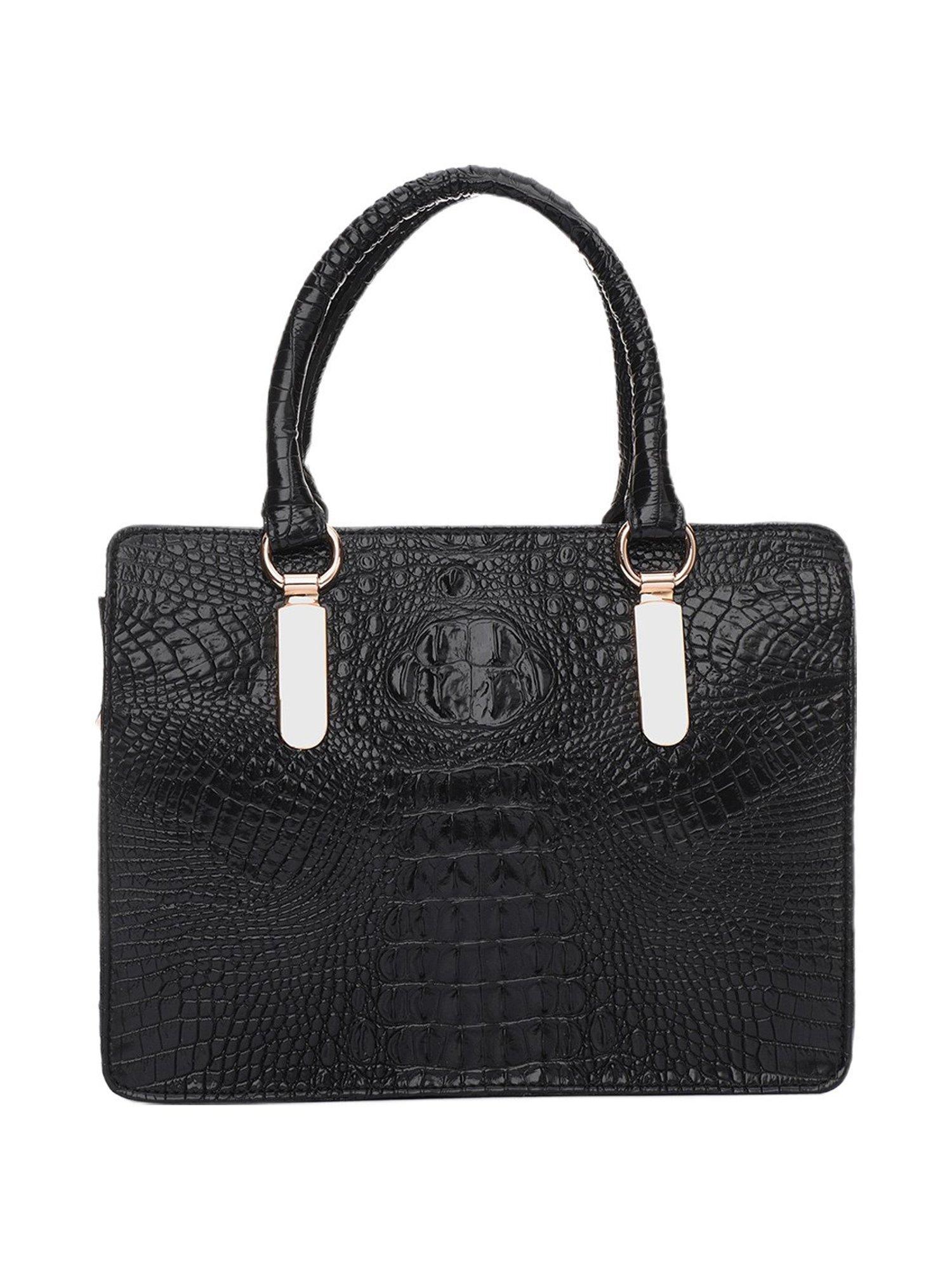PELLE LUXUR Black Animal Effect Medium Satchel HandBag