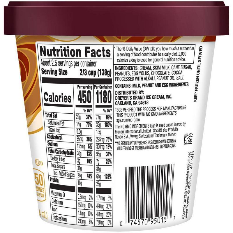 Haagen Dazs Chocolate Peanut Butter Ice Cream - 14oz