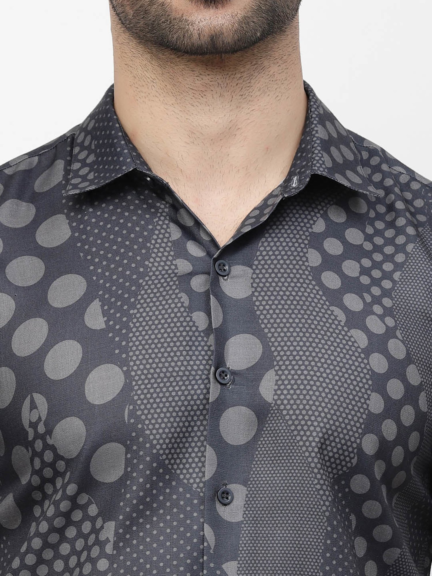 Lela Slate Blue Regular Fit Printed Shirt