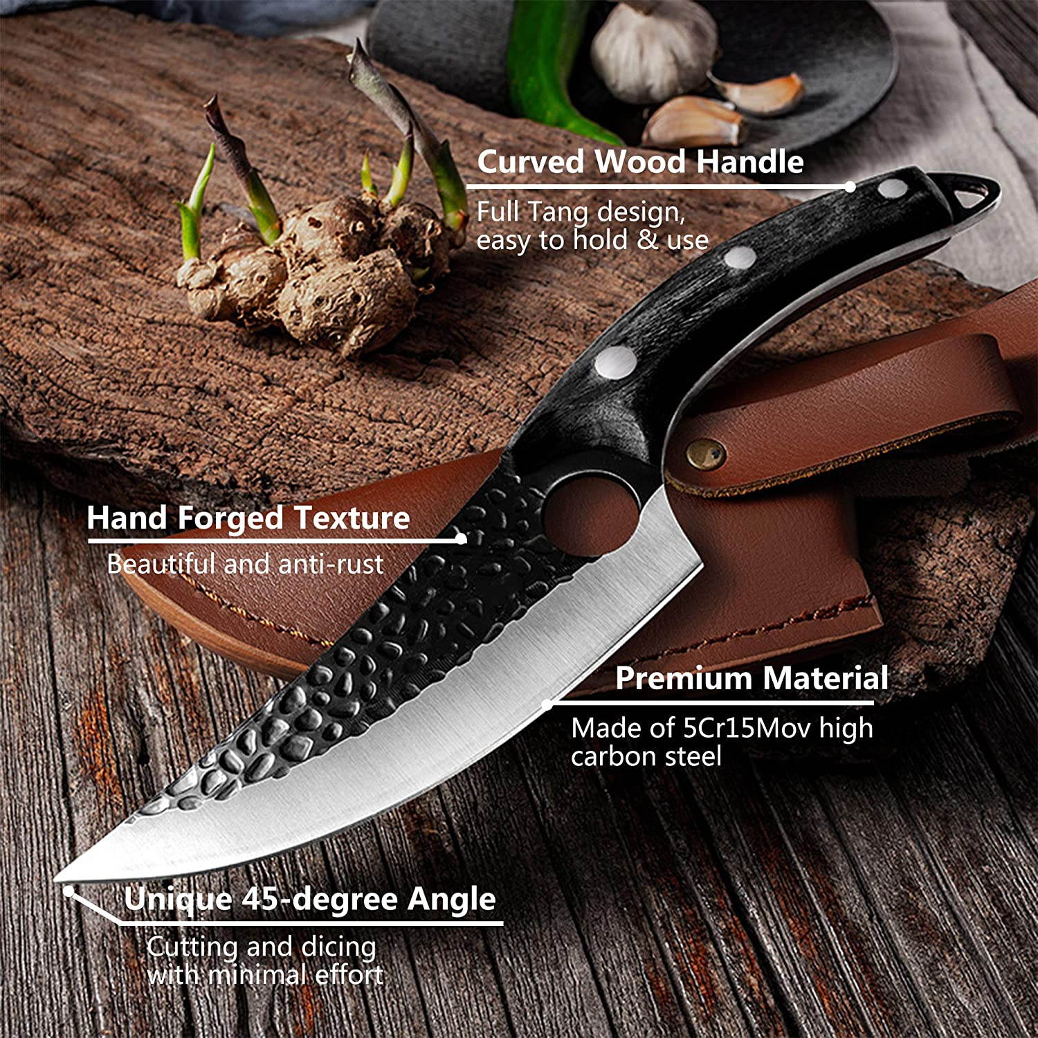 Slaughtering Cutting Serbian Cleaver High-end Kitchen Chopping Boning Knife Outdoor Camping Scimitar Butcher Chopper Tools