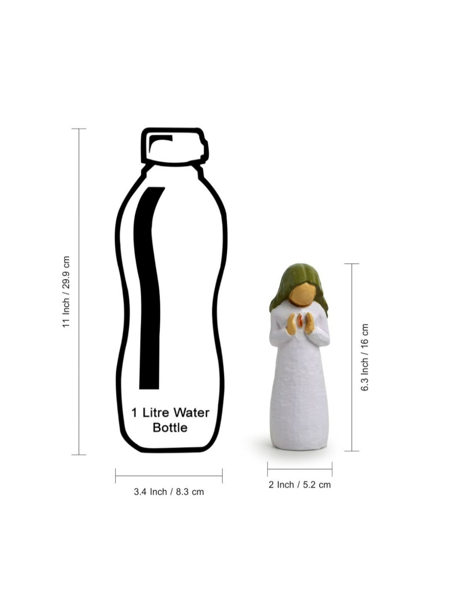 ExclusiveLane Hand-painted White & Sage Green Chedar Wood Heartbeats Showpiece