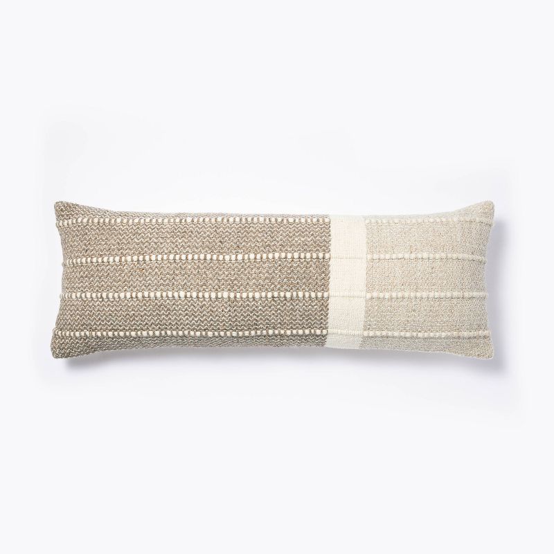 Oversize Woven Wool Cotton Lumbar Throw Pillow Brown/Cream - Threshold™ designed with Studio McGee