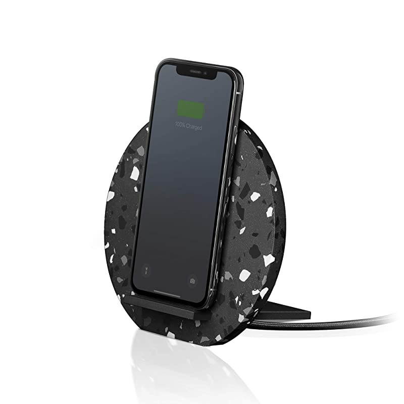 Dock Wireless Charger Terrazzo Edition Qi Certified 10W Fast Charging and Versatile Stand Compatible with iPhone 1111 Pro11 Pro Max Black