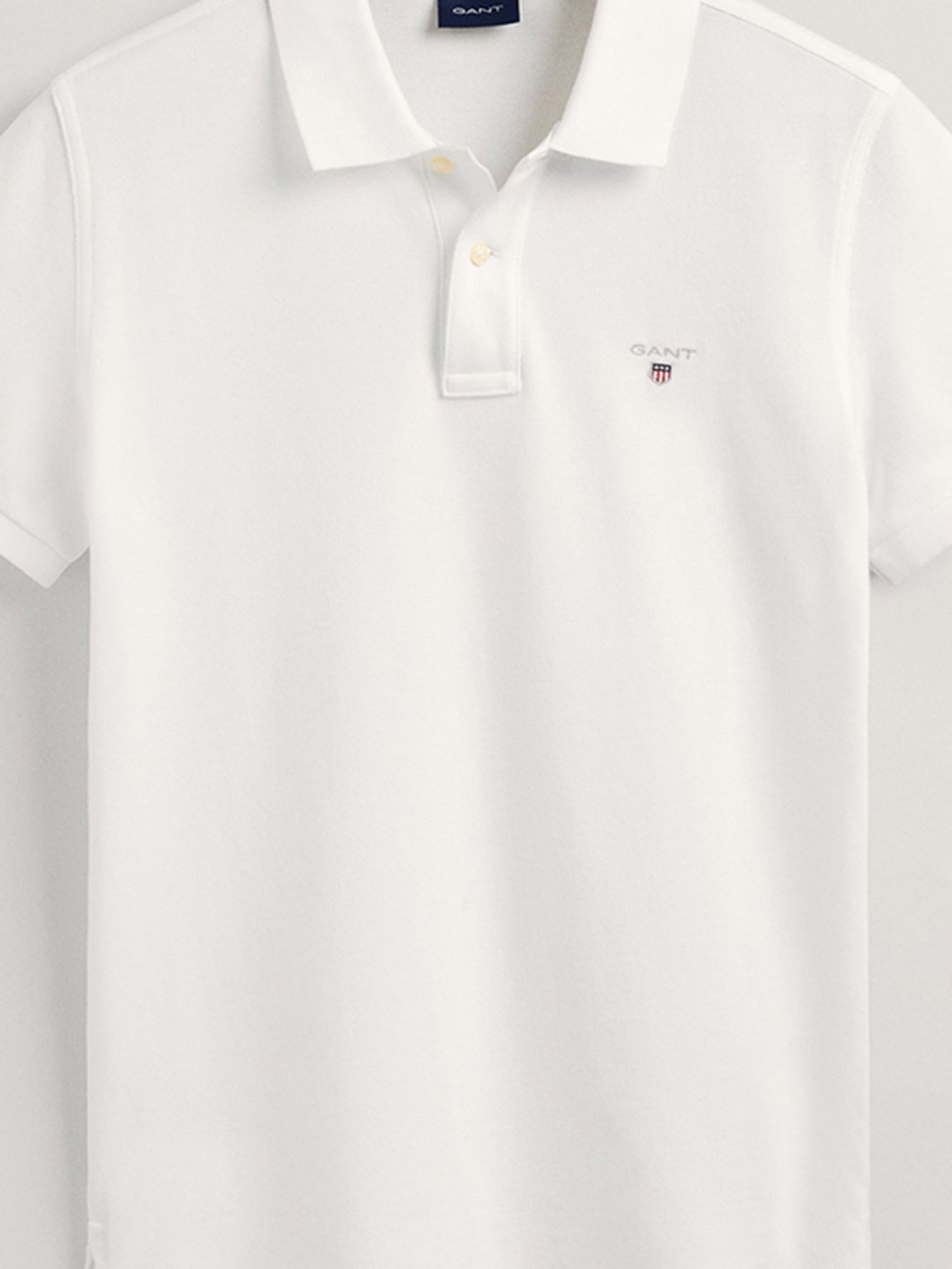 GANT White Slim Fit Cotton Polo T-Shirt