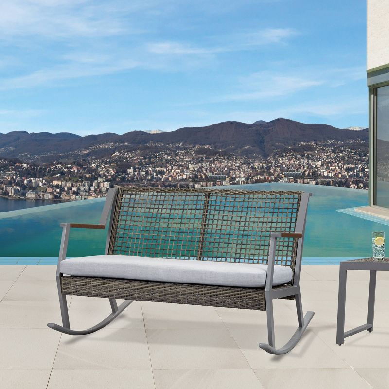 Calvin Two Seat Rocker Gray - Real Flame