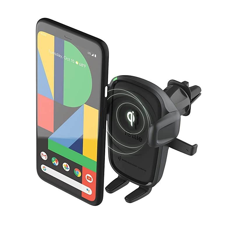 Wireless Car Charger Easy One Touch Wireless 2 Qi Charging CD Slot + Air Vent Combo Phone Mount for iPhone, Samsung Galaxy, Huawei, LG, Smartphones