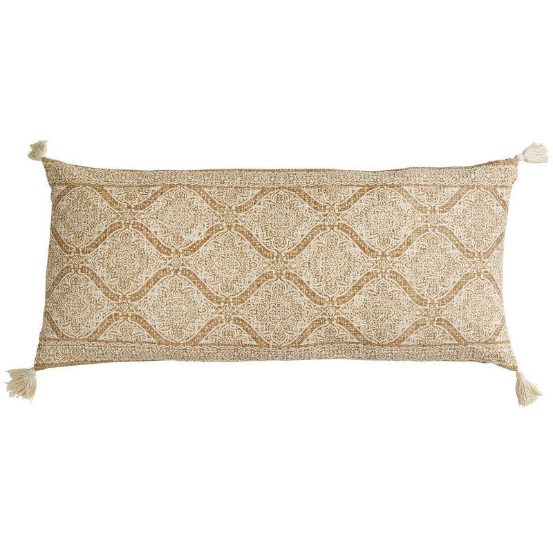 20"x44" Oversize Geo Lumbar Throw Pillow Taupe - Patina Vie