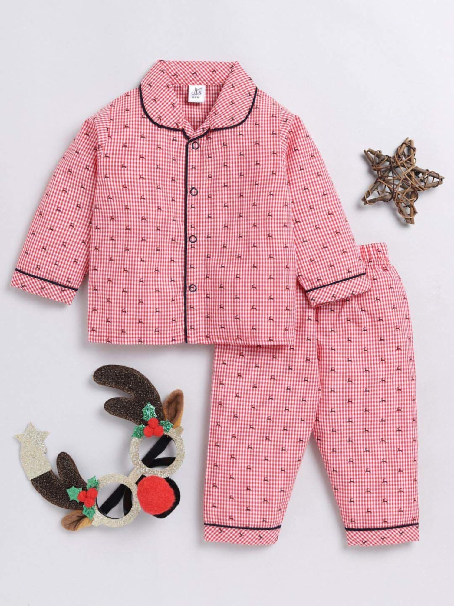 Clt.s Boys Pink Cotton Printed Full Sleeves Top Set