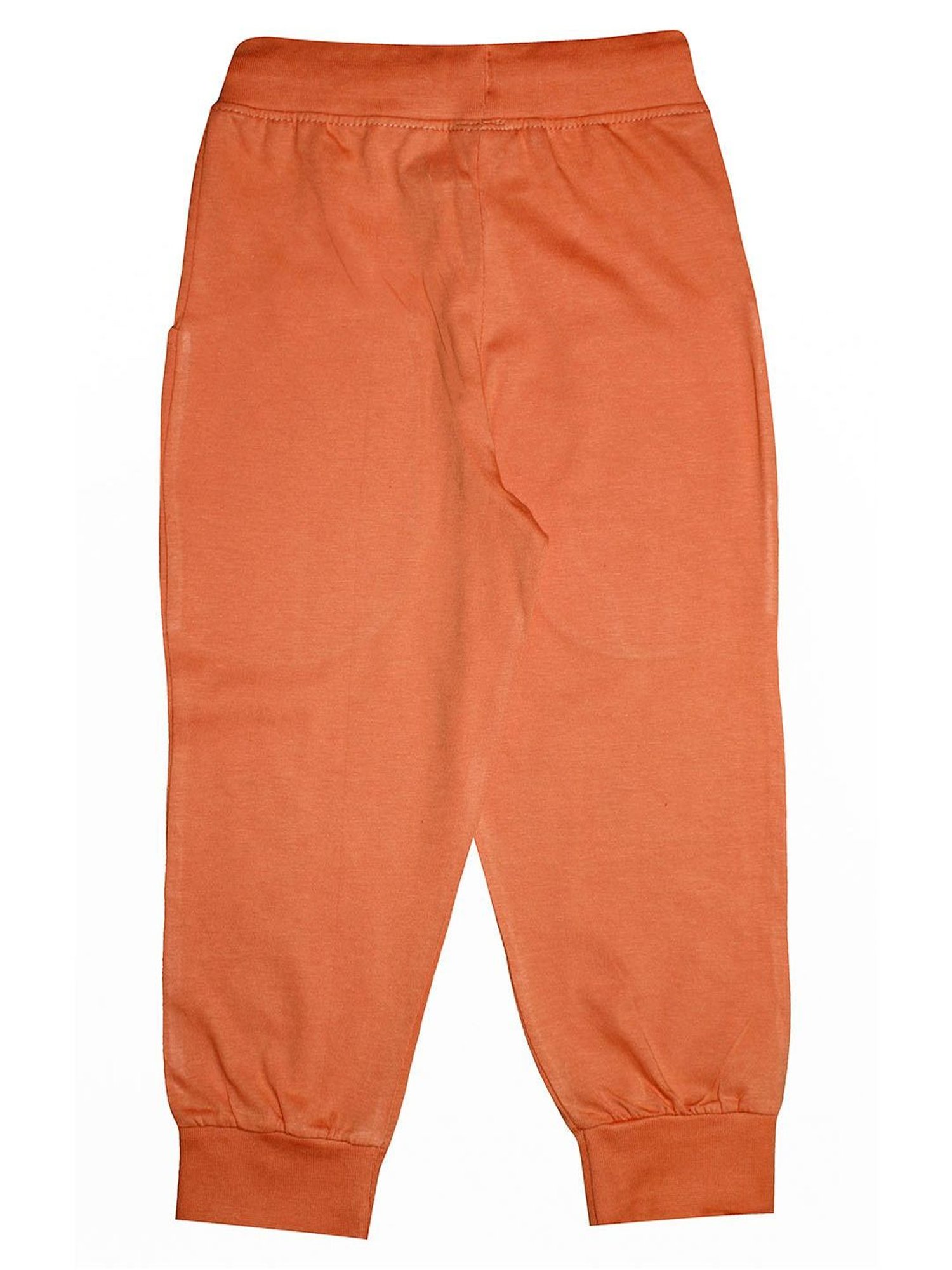 Kiddopanti Boys Orange Printed Trackpants