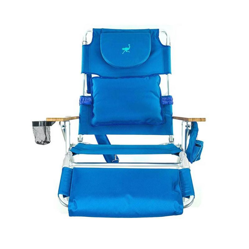Ostrich Deluxe Padded 3-N-1 Outdoor Lounge Reclining Beach Chair, Blue