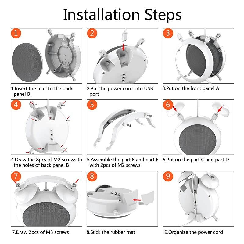 Home Mini Stand Holder, Retro Alarm Clock Stand Mount Base Protective Case Compatible with Home Mini and Nest Mini (White)