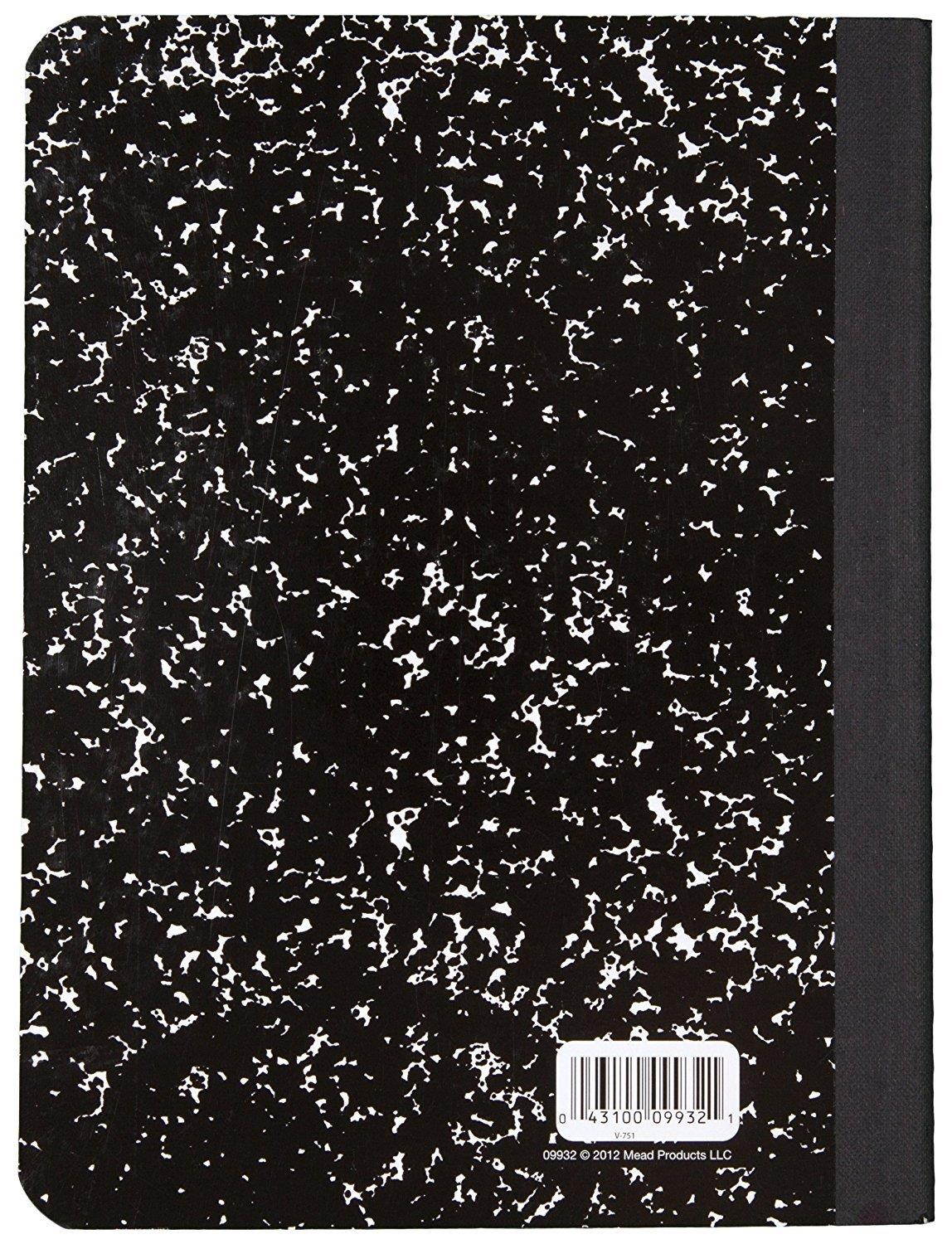 9 Pack-of Mead Square Deal Composition Book, 100-Count, College Ruled, Black Marble, 6 Pack (09932) - Bundle Includes Plexon Ballpoint Pen