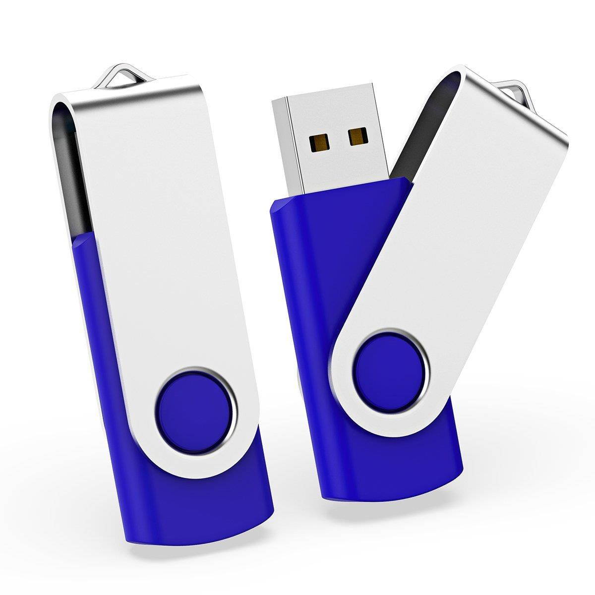 K&ZZ 32GB USB Flash Drive Swivel Memory Stick Fold Storage Thumb Stick 2Packs (Blue)