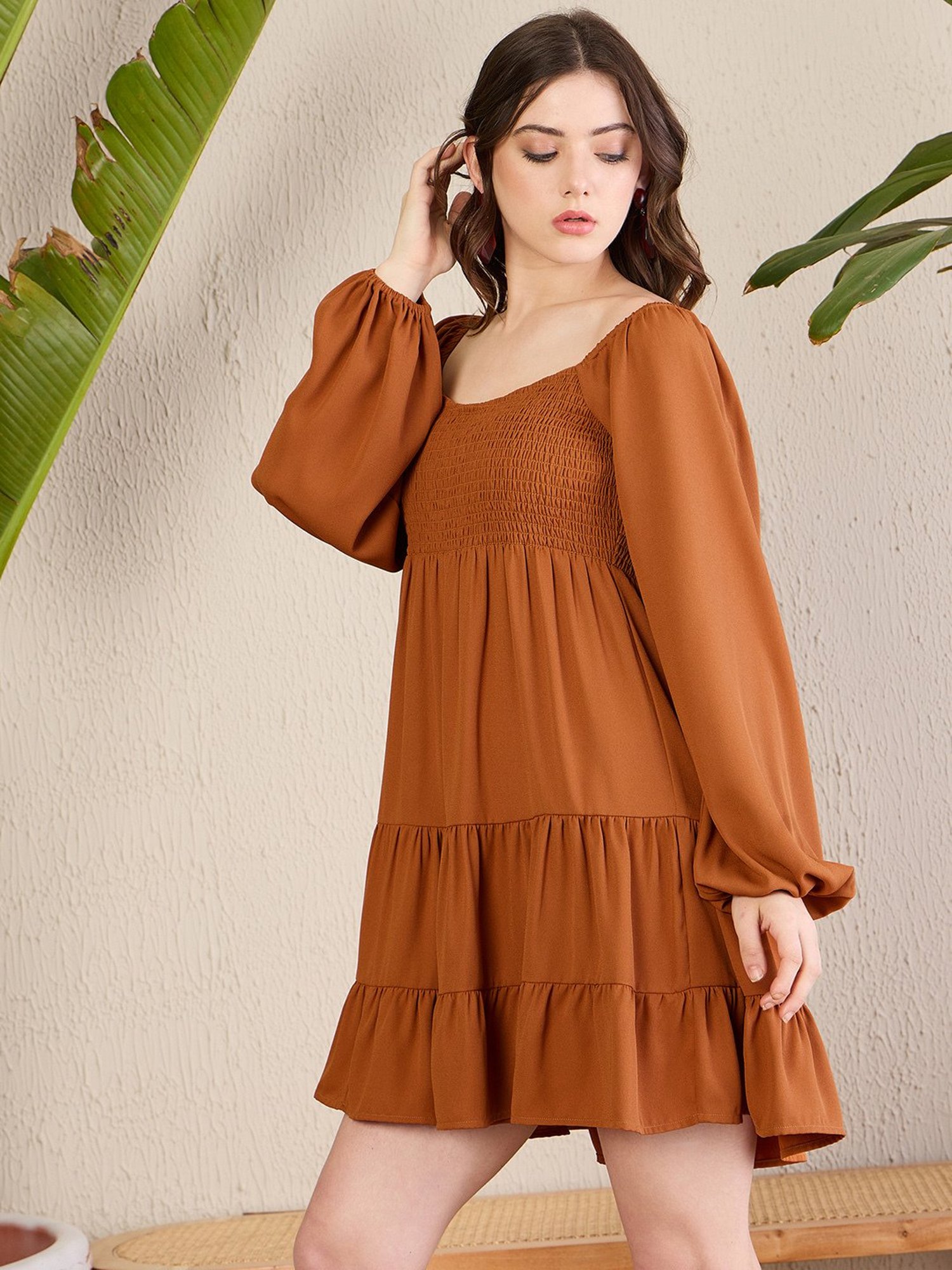 Magre Rust Fit & Flare Dress
