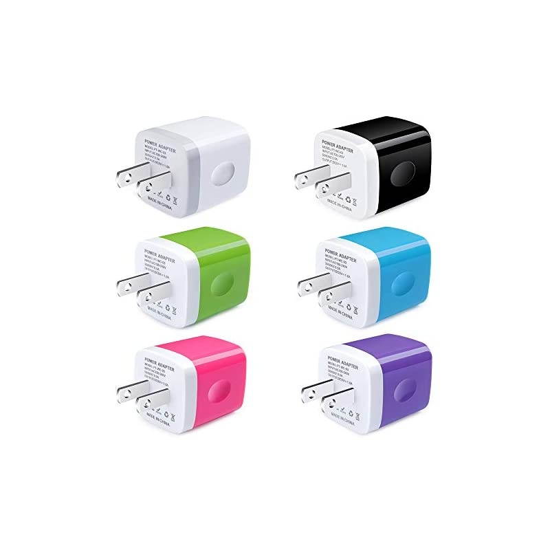 Wall Charger  1A5V 6 Pack One Port USB Charge Plug Power Adapter Charging Block Box Compatible iPhone 11Pro Max XS XR 8 7 6 Plus Samsung Galaxy s10e S10 S9 S8 PlusNexus Moto LG G7 V40 V30+