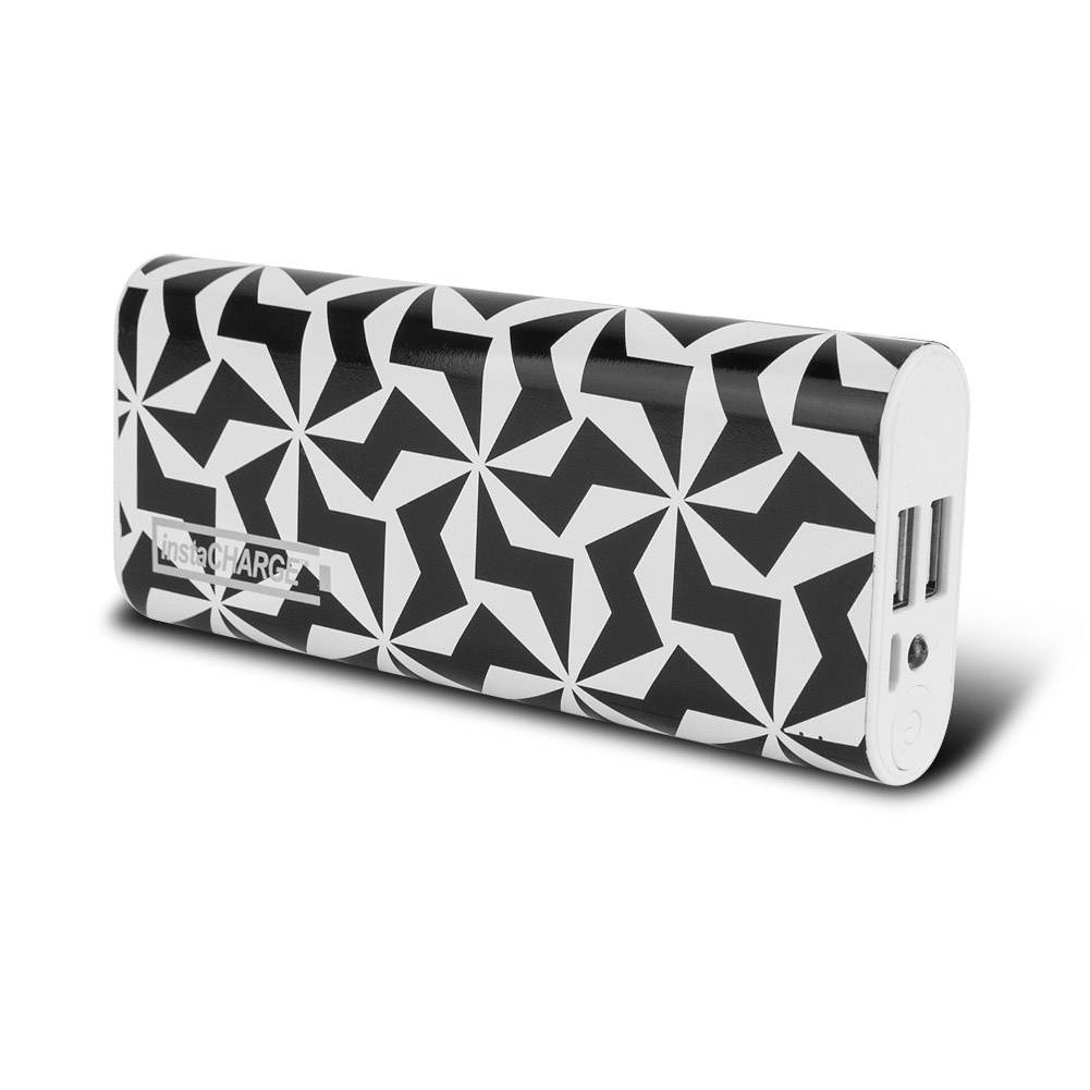instaCHARGE 8800mAh Dual USB Power Bank Portable Battery Charger - Black Geo