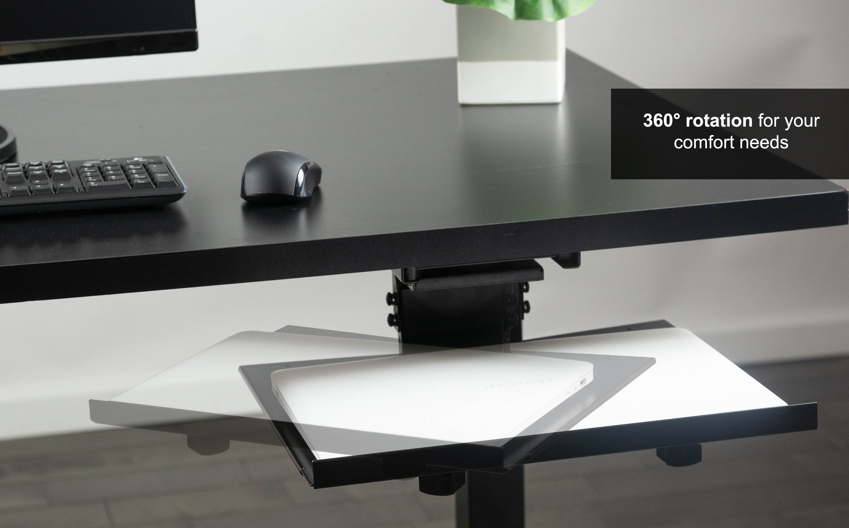 VIVO Black Sliding Tray Track Adjustable Platform Mounted Under Desk | Laptop Notebook Holder (DESK-AC02A)