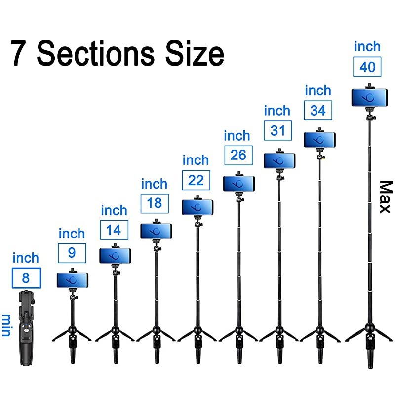 Stick, 40 inch Extendable Stick Tripod,Phone Tripod with Wireless Remote Shutter Compatible with iPhone 12 11 pro Xs Max Xr X 8Plus 7, Android, Samsung Galaxy S20 S10,Gopro and More