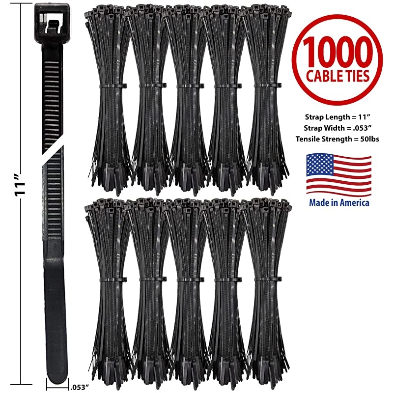 Cable Ties by Avery Dennison USA Made Nylon Zip Ties Weather UV amp Impact Resistant Black Plastic Ties for Binding Bundling amp Organizing Cable amp Wire For Indoors amp Outdoors 11quot x 1000