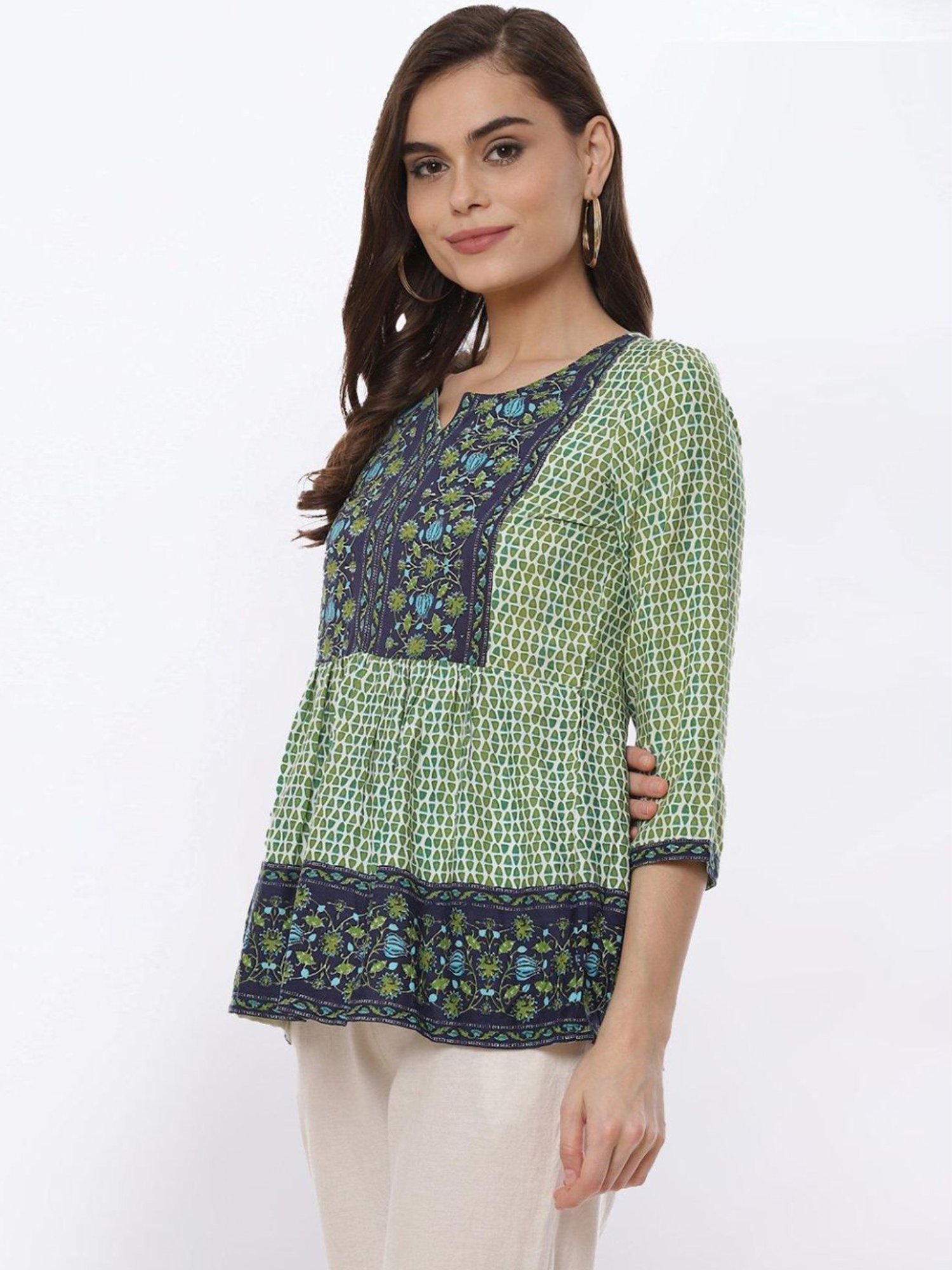 Rangriti Green Printed Top