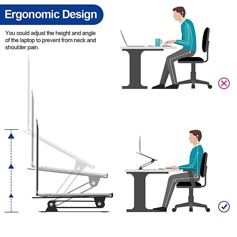 LS05 Aluminum Laptop Stand, Ergonomic Adjustable Notebook Stand, Riser Holder Computer Stand Compatible with Air, Pro, Dell, HP, Lenovo More 10-15.6" Laptops